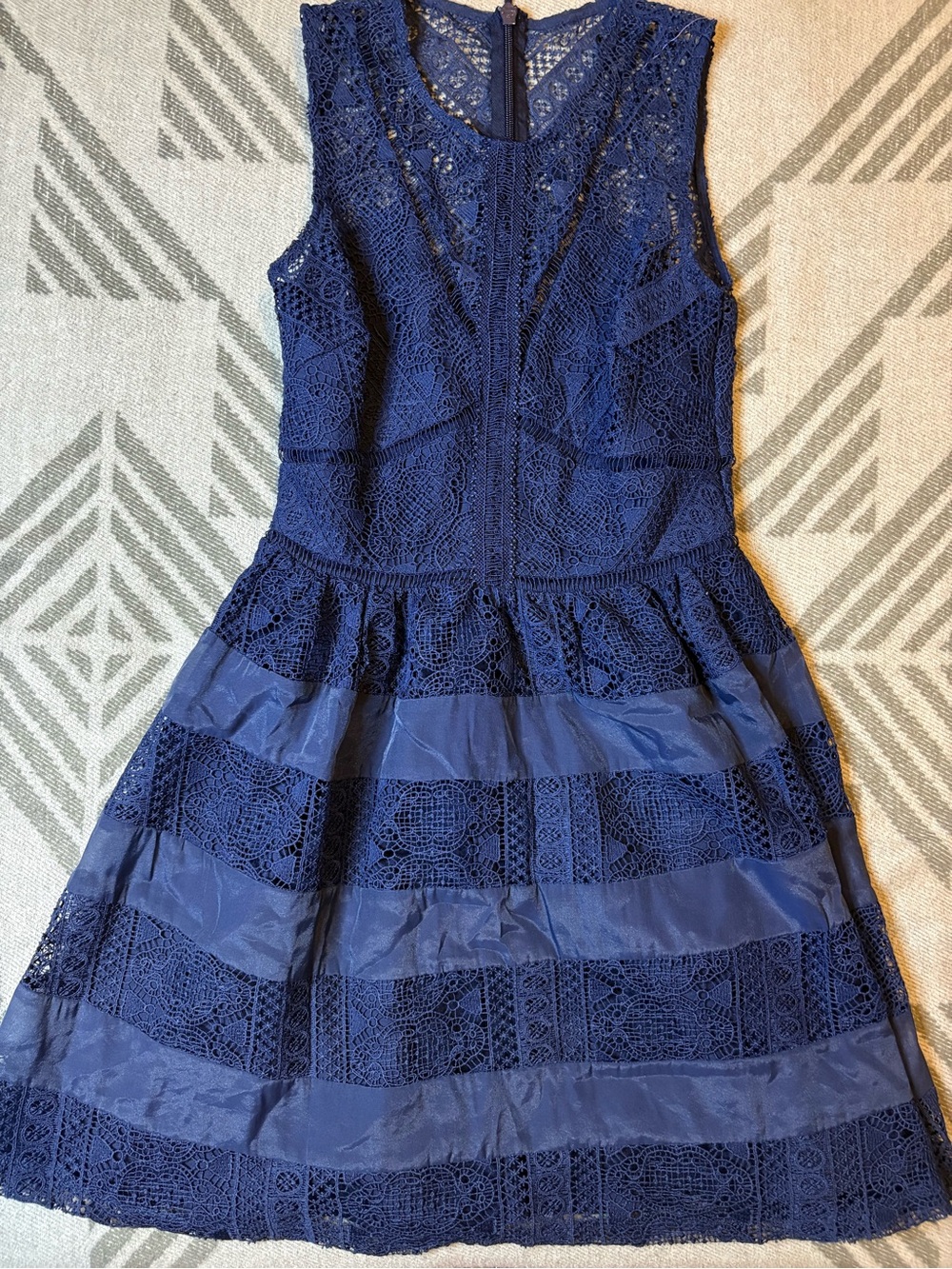 Navy Lace Fit-and-Flare Dress